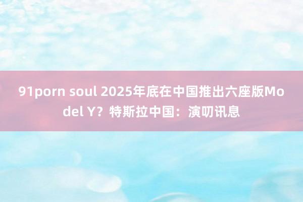 91porn soul 2025年底在中国推出六座版Model Y？特斯拉中国：演叨讯息