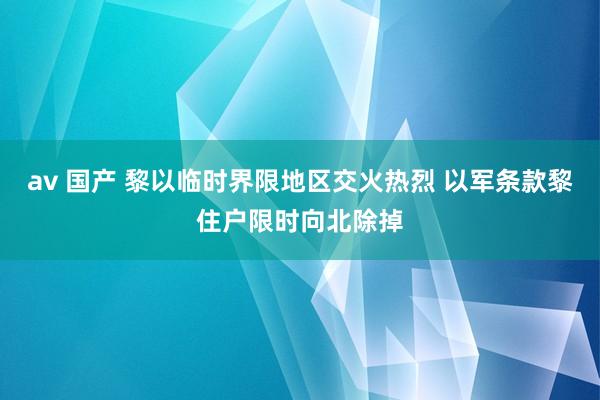 av 国产 黎以临时界限地区交火热烈 以军条款黎住户限时向北除掉