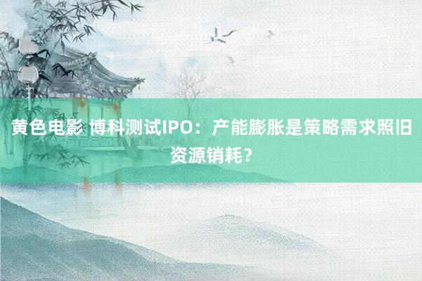 黄色电影 博科测试IPO：产能膨胀是策略需求照旧资源销耗？