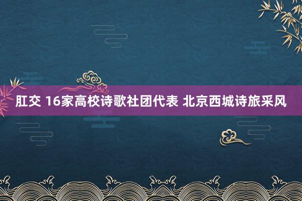 肛交 16家高校诗歌社团代表 北京西城诗旅采风