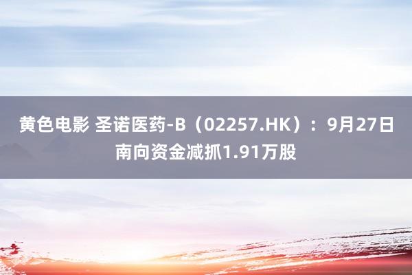 黄色电影 圣诺医药-B（02257.HK）：9月27日南向资金减抓1.91万股