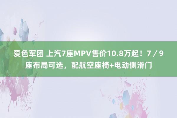 爱色军团 上汽7座MPV售价10.8万起！7／9座布局可选，配航空座椅+电动侧滑门