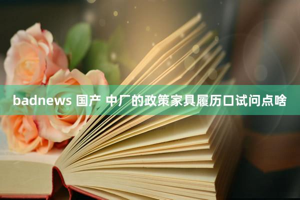 badnews 国产 中厂的政策家具履历口试问点啥