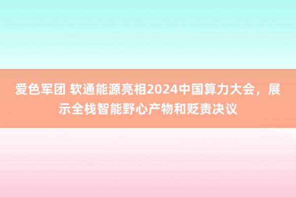 爱色军团 软通能源亮相2024中国算力大会，展示全栈智能野心产物和贬责决议