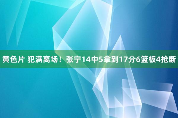 黄色片 犯满离场！张宁14中5拿到17分6篮板4抢断