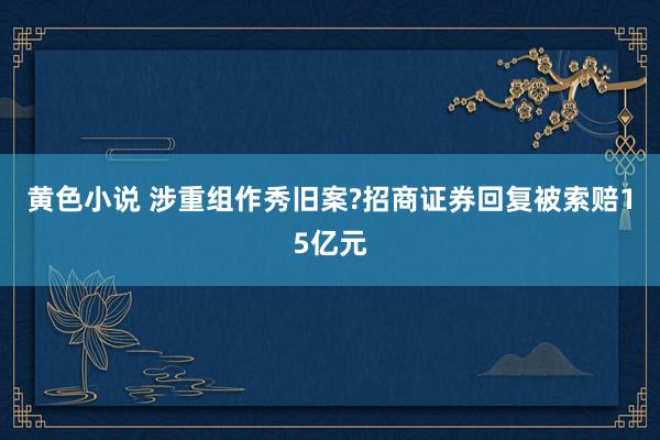 黄色小说 涉重组作秀旧案?招商证券回复被索赔15亿元