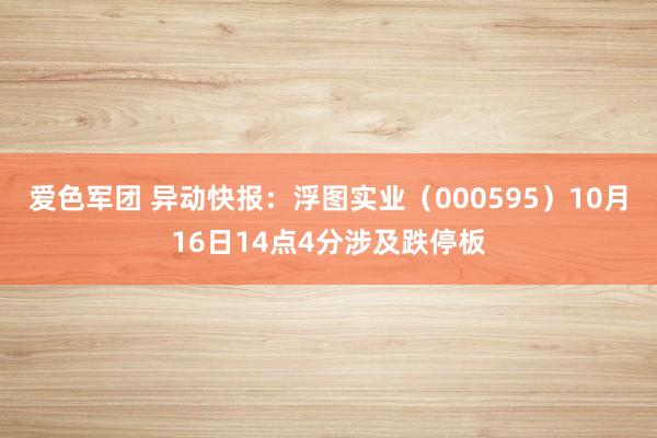 爱色军团 异动快报：浮图实业（000595）10月16日14点4分涉及跌停板