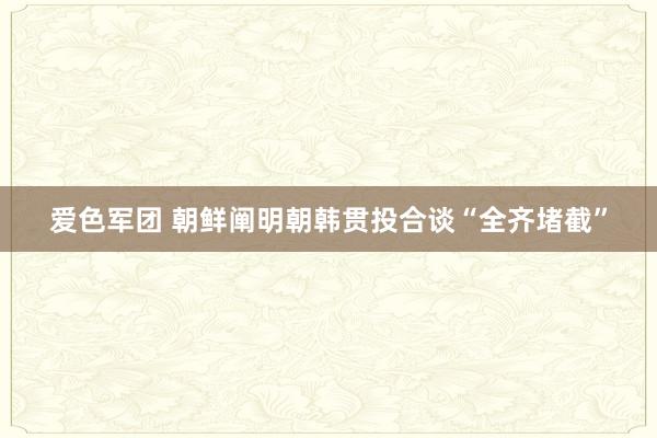 爱色军团 朝鲜阐明朝韩贯投合谈“全齐堵截”