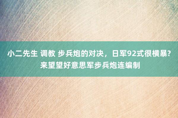 小二先生 调教 步兵炮的对决，日军92式很横暴? 来望望好意思军步兵炮连编制