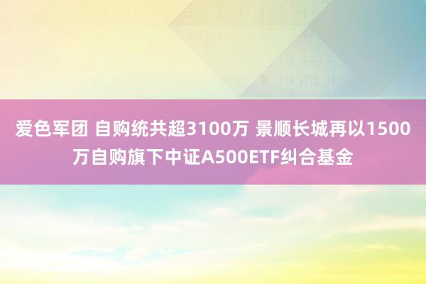 爱色军团 自购统共超3100万 景顺长城再以1500万自购旗下中证A500ETF纠合基金