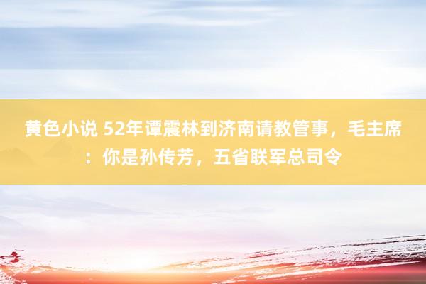 黄色小说 52年谭震林到济南请教管事，毛主席：你是孙传芳，五省联军总司令