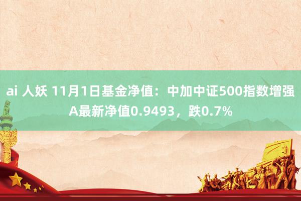 ai 人妖 11月1日基金净值：中加中证500指数增强A最新净值0.9493，跌0.7%