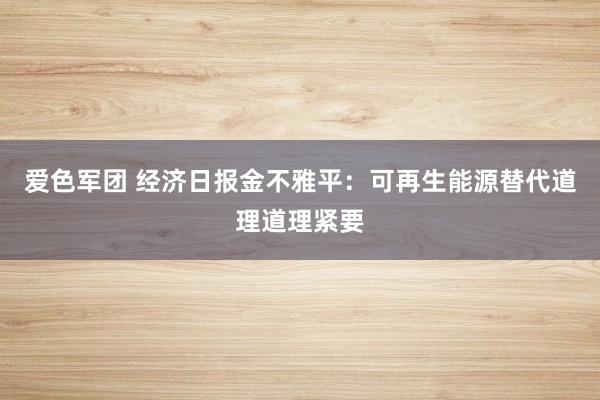 爱色军团 经济日报金不雅平：可再生能源替代道理道理紧要