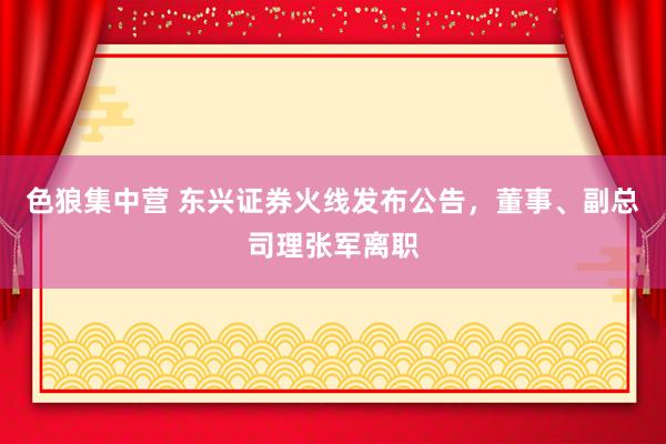 色狼集中营 东兴证券火线发布公告，董事、副总司理张军离职