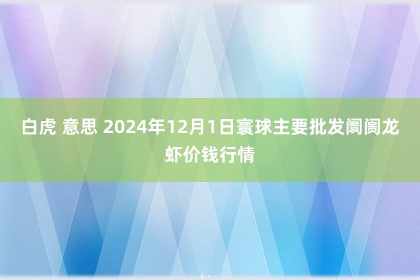 白虎 意思 2024年12月1日寰球主要批发阛阓龙虾价钱行情