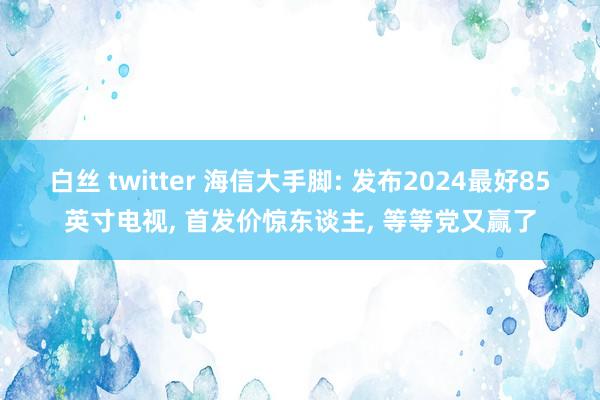 白丝 twitter 海信大手脚: 发布2024最好85英寸电视， 首发价惊东谈主， 等等党又赢了