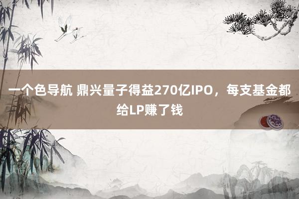 一个色导航 鼎兴量子得益270亿IPO，每支基金都给LP赚了钱