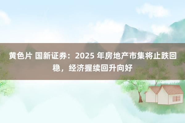 黄色片 国新证券：2025 年房地产市集将止跌回稳，经济握续回升向好