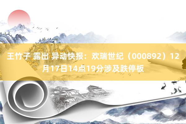 王竹子 露出 异动快报：欢瑞世纪（000892）12月17日14点19分涉及跌停板