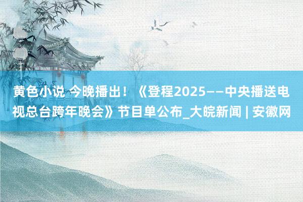 黄色小说 今晚播出！《登程2025——中央播送电视总台跨年晚会》节目单公布_大皖新闻 | 安徽网