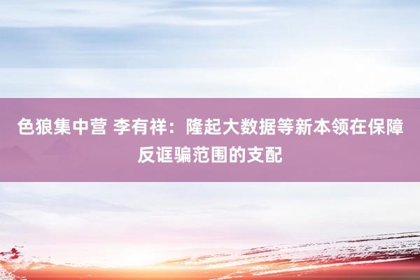 色狼集中营 李有祥：隆起大数据等新本领在保障反诓骗范围的支配