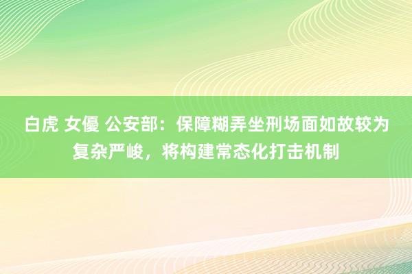 白虎 女優 公安部：保障糊弄坐刑场面如故较为复杂严峻，将构建常态化打击机制