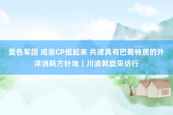 爱色军团 成渝CP组起来 共建具有巴蜀特质的外洋消耗方针地｜川渝斡旋采访行