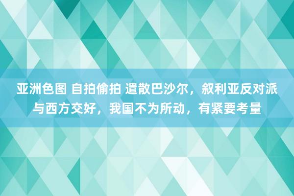 亚洲色图 自拍偷拍 遣散巴沙尔，叙利亚反对派与西方交好，我国不为所动，有紧要考量