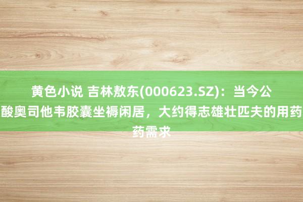 黄色小说 吉林敖东(000623.SZ)：当今公司磷酸奥司他韦胶囊坐褥闲居，大约得志雄壮匹夫的用药需求