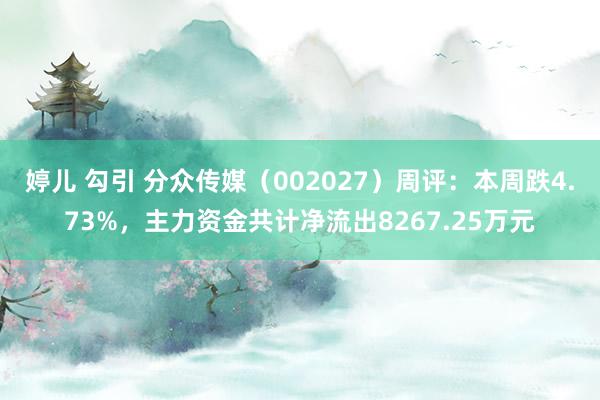 婷儿 勾引 分众传媒（002027）周评：本周跌4.73%，主力资金共计净流出8267.25万元