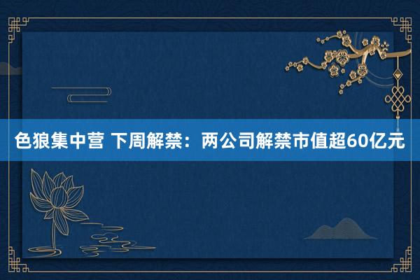 色狼集中营 下周解禁：两公司解禁市值超60亿元