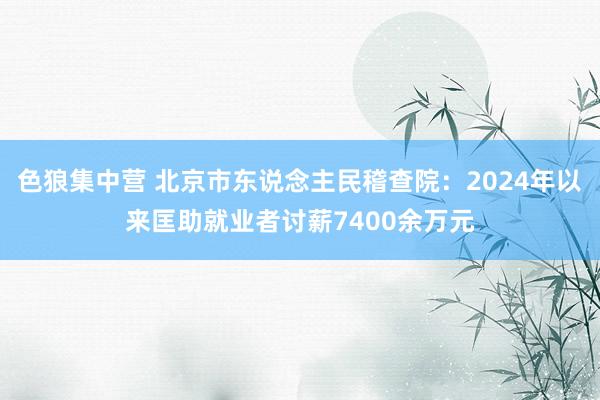 色狼集中营 北京市东说念主民稽查院：2024年以来匡助就业者讨薪7400余万元